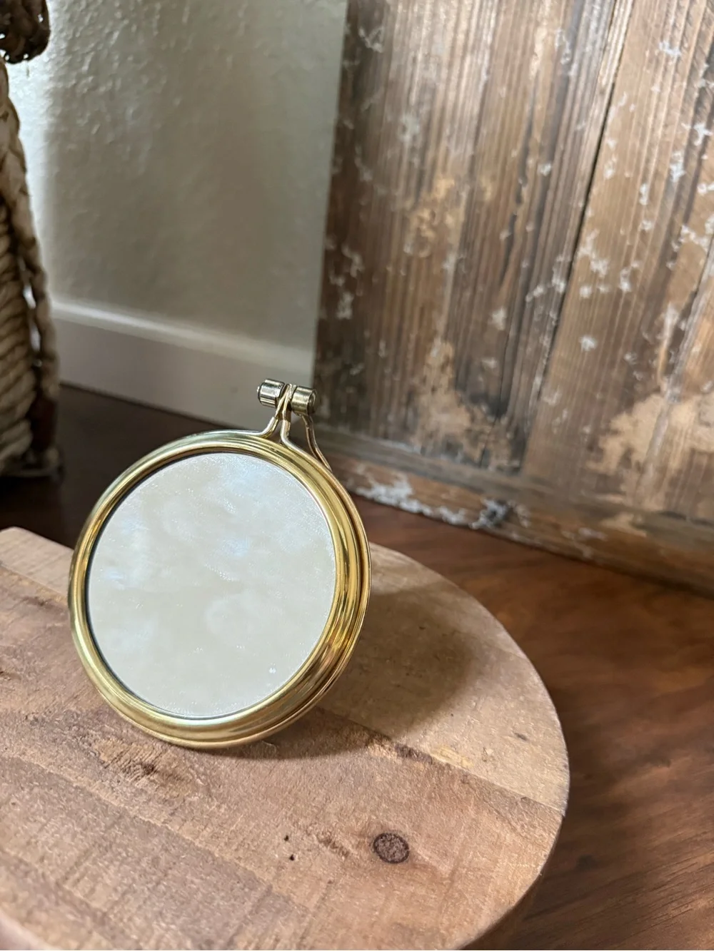 Vintage 1960's Irving W. Rice & Co. Inc MCM Gold Tone Magnifying Mirror w/ Stand